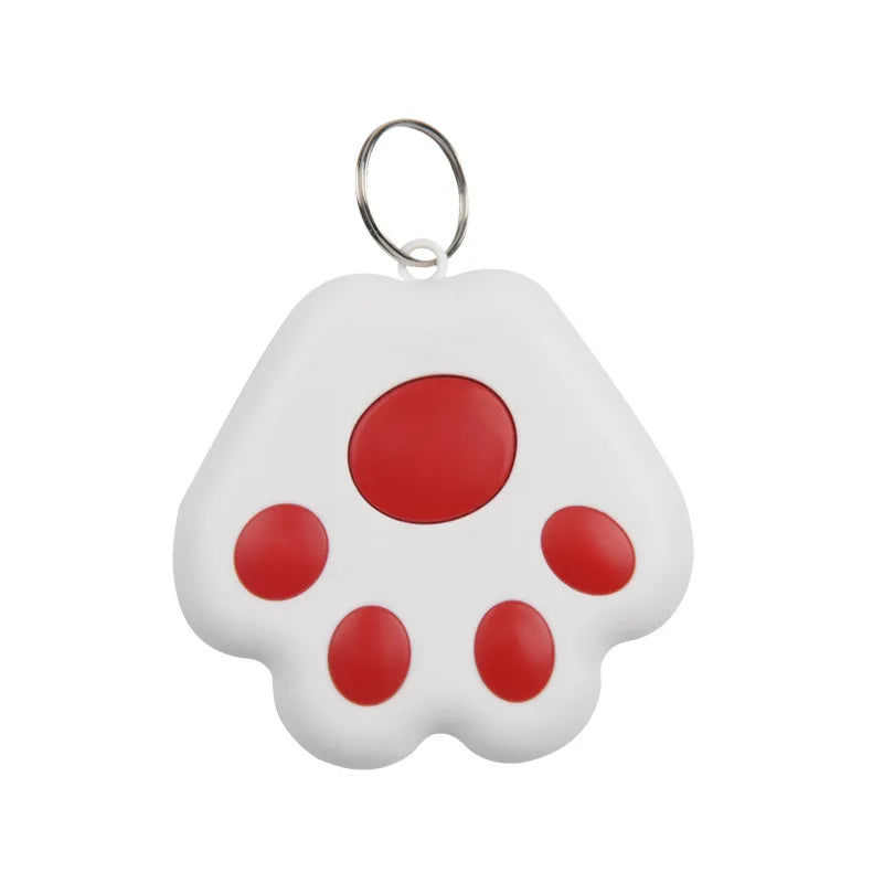 Traceur pour collier gps chat blanc en forme de patte utilisé comme déclencheur à distance pour prendre un autoportrait de groupe sur smartphone. Le visuel illustre la fonction « Capturez facilement le plus beau moment » avec option de prise de vue en rafale. Un dispositif ultra-léger et pratique, idéal comme accessoire de collier gps pour chaton ou pour vos sorties entre amis avec ce collier gps polyvalent.
