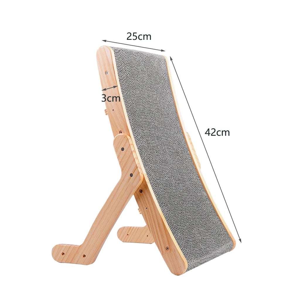 Dimensions du griffoir pour chat compact : 42cm de hauteur, 25cm de largeur et cadre bois de 3cm. Schéma technique du griffoir chat Les Trésors d'Owka en position verticale. Griffoir sisal chat robuste et design, idéal pour les petits appartements et la protection des meubles.