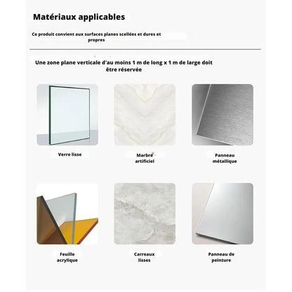 Guide des matériaux compatibles pour le hamac de fenêtre pour chat : verre lisse, marbre artificiel, panneau métallique, feuille acrylique, carreaux lisses et panneau de peinture.