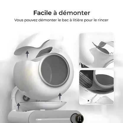 image de la litière autonettoyante ronde blanche démonté en pièce détaché 