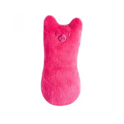 Jouet pour chat en peluche rose fuchsia avec visage brodé mignon. Ce jouet chat interactif en forme de petit coussin est idéal comme accessoire d'éveil à l'herbe à chat (catnip). Un incontournable parmi les jouet animaux pour stimuler l'activité physique, favoriser le jeu en solitaire et réduire l'anxiété de votre félin.