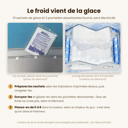 Sachets de glace glissés dans leur pochette absorbante, placés le long des parois de la maison rafraîchissante – Les Trésors d'Owka