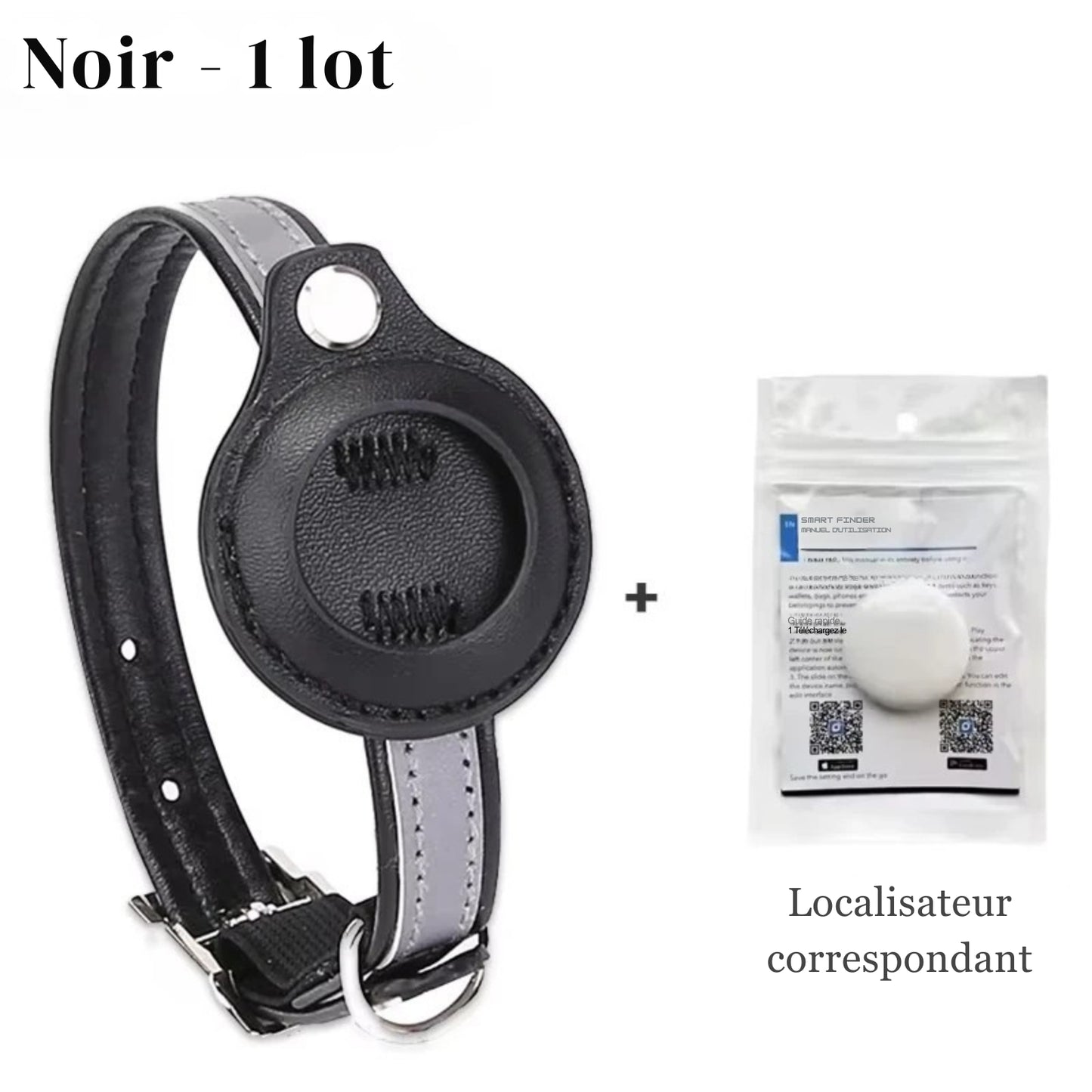 Pack collier gps pour chat noir réfléchissant avec son traceur intelligent (Smart Finder) inclus. Ce collier gps chat haute visibilité dispose d'un support de localisation intégré sécurisé. Une solution complète type collier gps à chat bureau pour la sécurité et le suivi en temps réel de votre animal.
