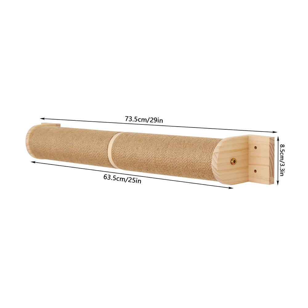 Barre griffoir à fixer au mur de 73,5 cm, partie gainée de corde de 63,5 cm, support en bois de 8,5 cm — Les Trésors d'Owka