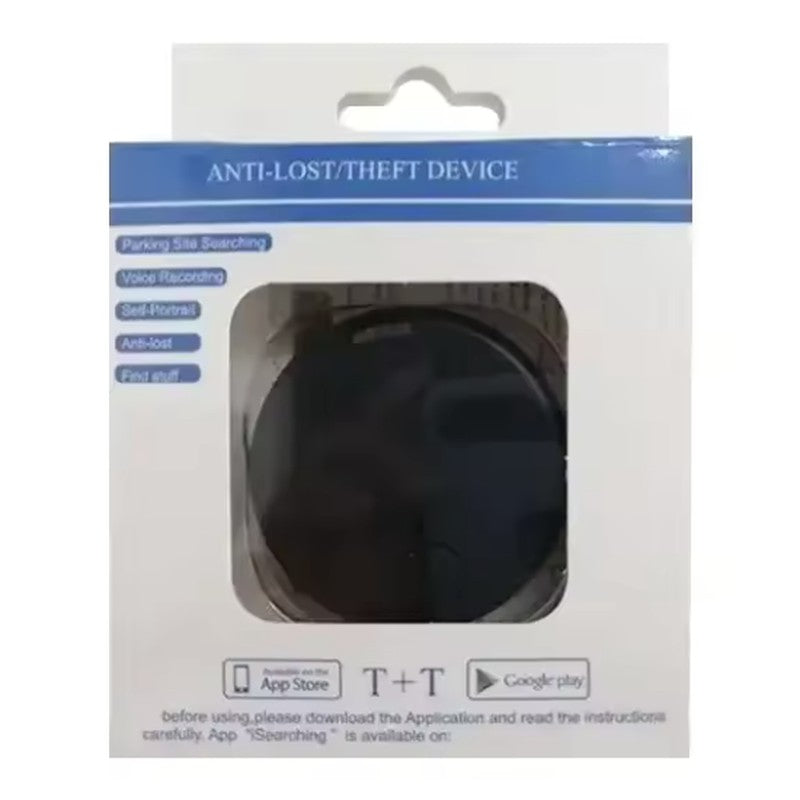 Traceur Bluetooth chat « Le Galet » bleu, tel qu'il est livré dans sa boîte, sans collier — Les Trésors d'Owka