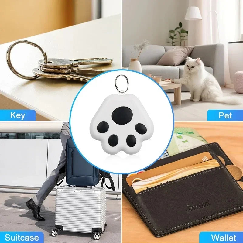 Traceur Bluetooth intelligent en forme de patte pour la sécurité quotidienne : utilisé comme porte-clés, localisateur d'animaux de compagnie (chat), tracker de bagages pour les voyages et protection anti-perte pour portefeuille.